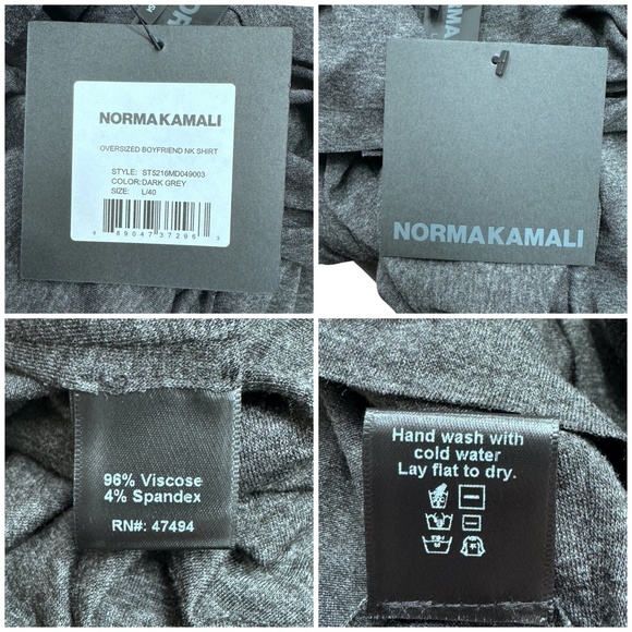 NORMA KAMALI DARK GRAY OVERSIZED BOYFRIEND NK SHIRT - NWT - Picture 16 of 16